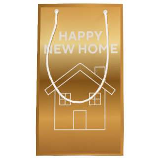 Petit Sac Cadeau Happy New Home - Gold Gradient background 