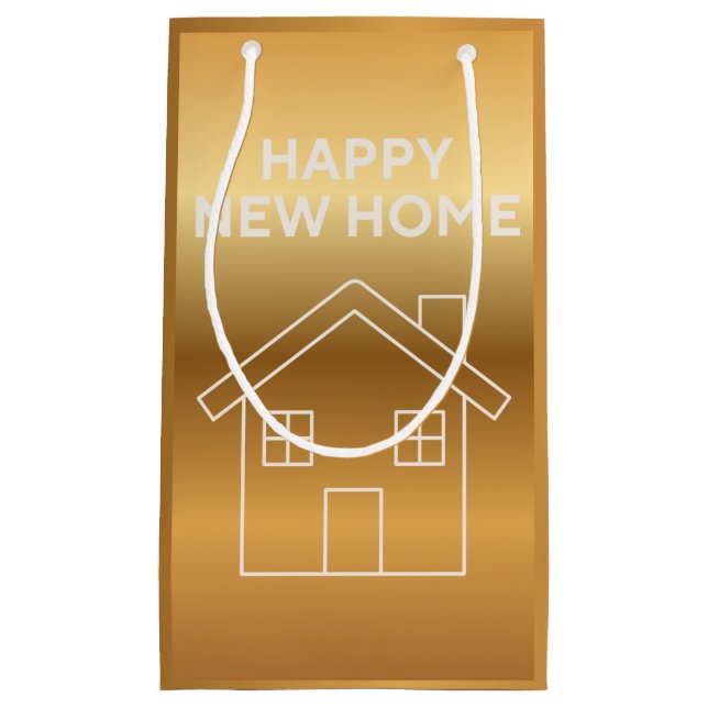 Petit Sac Cadeau Happy New Home - Gold Gradient background  (Devant)