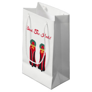 Petit Sac Cadeau Haut talons rouges avec couronnes de Noël