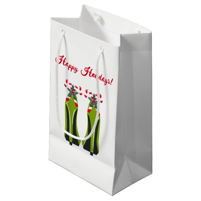 Petit Sac Cadeau Haut talons verts avec Sucres de canne (Devant Angle)