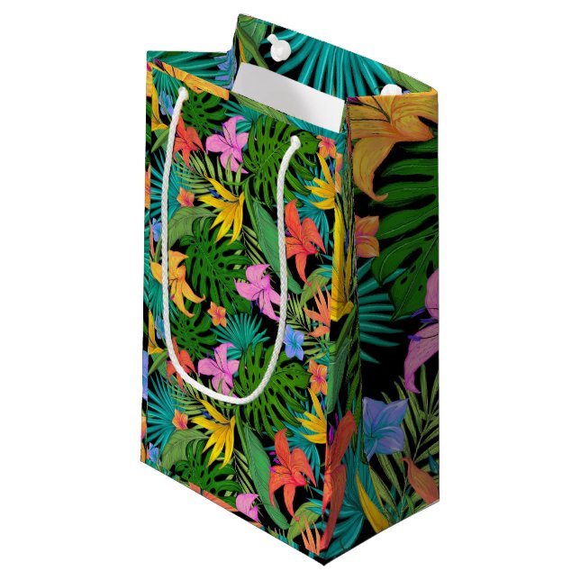 Petit Sac Cadeau Hawaiian Tropical Floral Palm Feuille (Devant Angle)