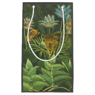 Petit Sac Cadeau Henri Rousseau Jungle Tropical Lion Impression Vin