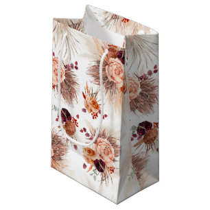 Petit Sac Cadeau Herbe des Pampas et Fleurs en Terracotta pour une