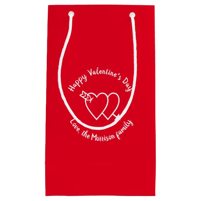 Petit Sac Cadeau Heureuse Sainte-Valentin coeur rouge script person (Devant)