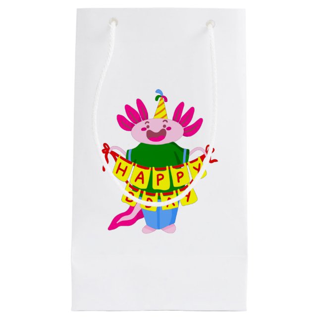 Petit Sac Cadeau heureux anniversaire Axolotl (Devant)