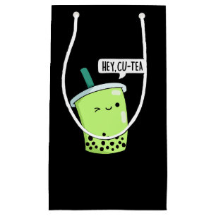 Petit Sac Cadeau Hey Cu Tea Drôle Boba Tea Pun Dark BG