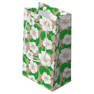 Petit Sac Cadeau Hibiscus hawaïen tropical Khaki beige