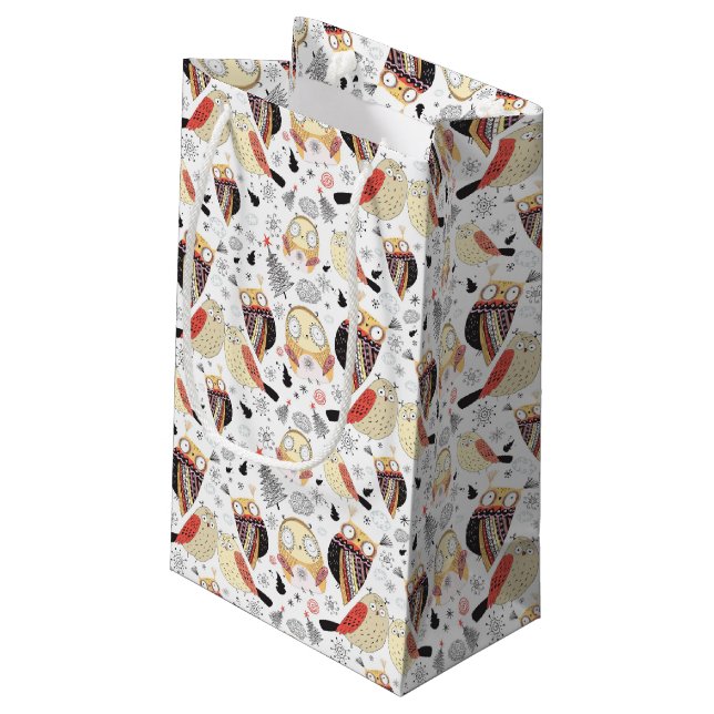 Petit Sac Cadeau Hibou drôle de texture (Dos Angle)