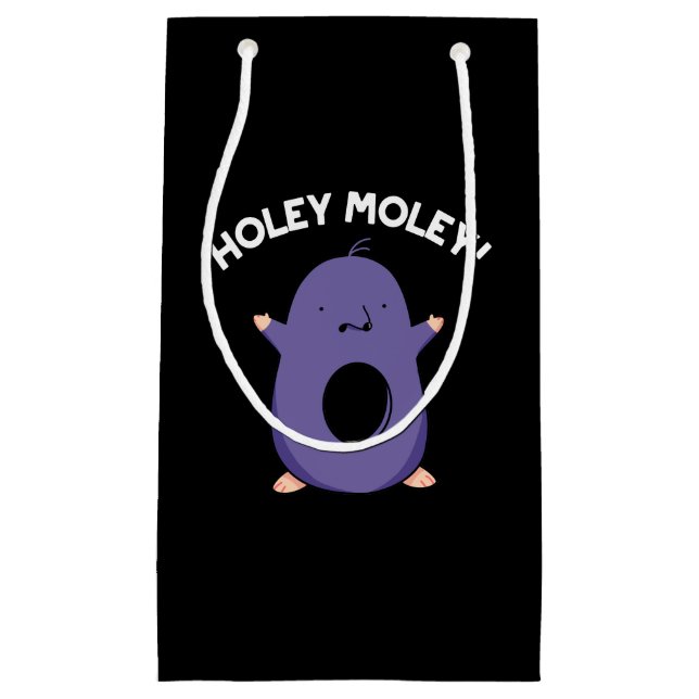 Petit Sac Cadeau Holey Moley Funny Mole Pun Dark BG (Devant)
