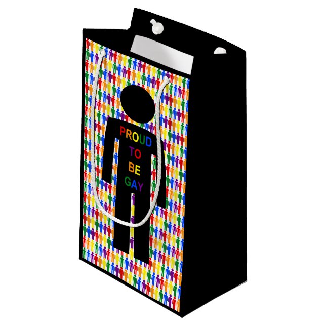Petit Sac Cadeau Hommes gays LGBTQ Silhouette et arc-en-ciel (Devant Angle)