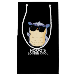 Petit Sac Cadeau Hooo's Lookin Cool Funny Owl Pun Dark BG