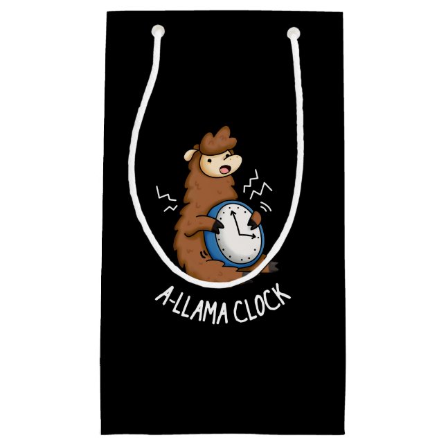 Petit Sac Cadeau Horloge A-llama amusante Llama Pun Dark BG (Devant)