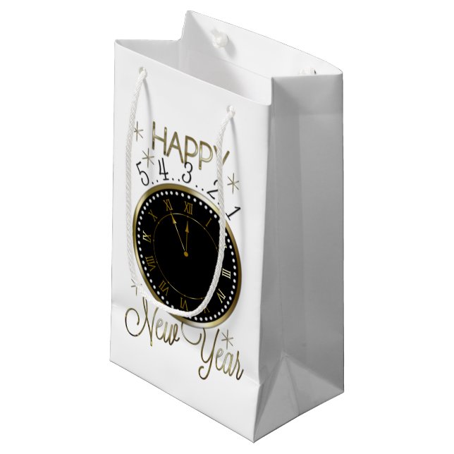 Petit Sac Cadeau Horloge élégante de partie de bonne année (Devant Angle)