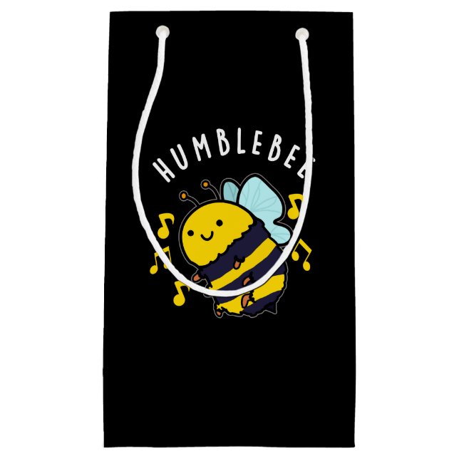 Petit Sac Cadeau Humble Bee Funny Bumblebee Pun Dark BG (Devant)