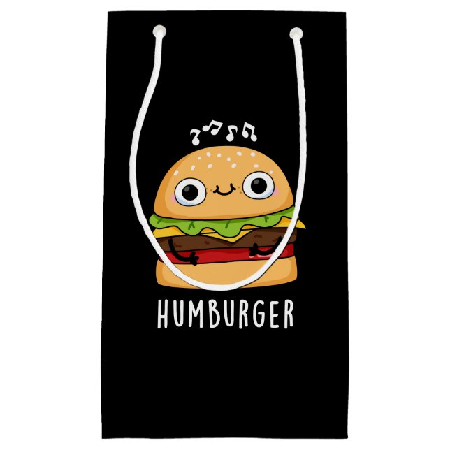 Petit Sac Cadeau Humburger Funny Humming Burger Pun Dark BG (Devant)