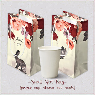 Petit Sac Cadeau Hygge Folk Art Rabbit Papillon Floral Anniversaire