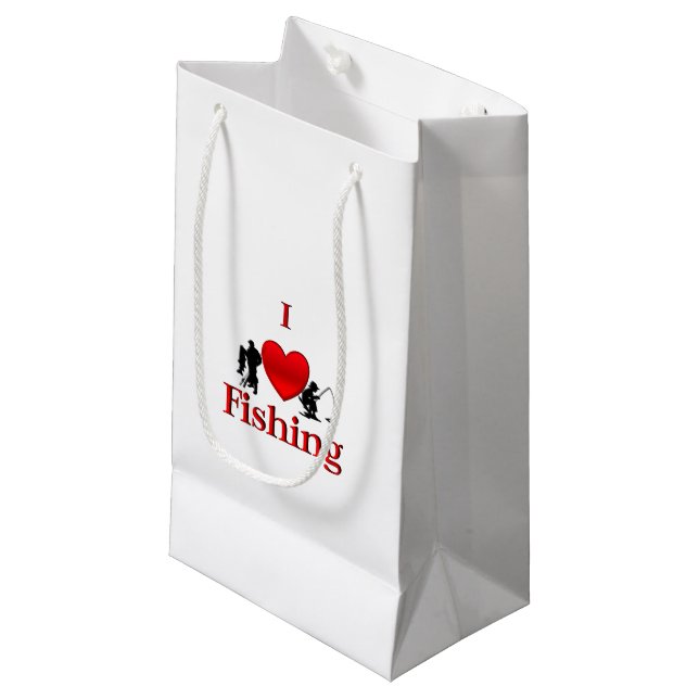 Petit Sac Cadeau I Heart Fishing (Devant Angle)