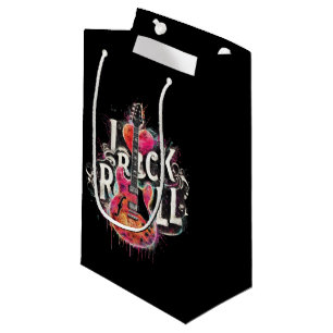Petit Sac Cadeau I Love Rock N Roll Guitare Électrique Peinture