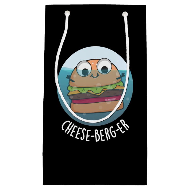 Petit Sac Cadeau Ice-berg-er Funny Cheeseburger Pun Dark BG (Devant)