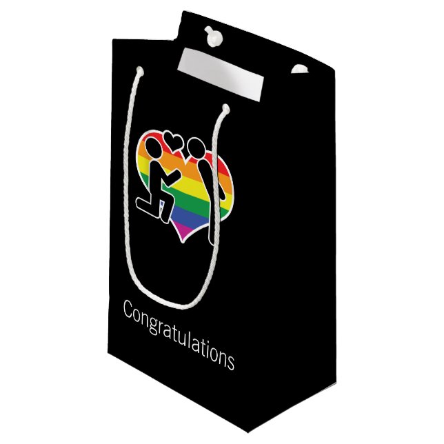 Petit Sac Cadeau Il A Dit Oui Félicitations Mariage Gay (Devant Angle)