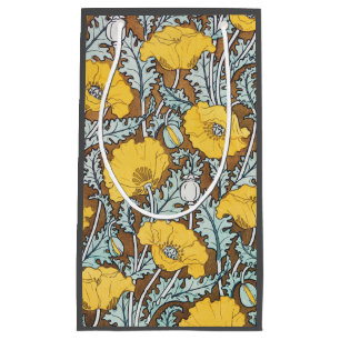 Petit Sac Cadeau Illustration Art Nouveau Poppy Fleur Jaune