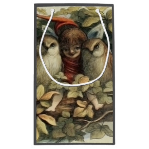 Petit Sac Cadeau Illustration de la nature des hiboux et des fées e