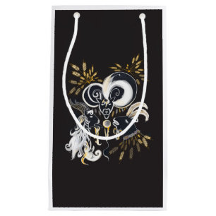 Petit Sac Cadeau Illustration d'encre de chèvre noire et blanche