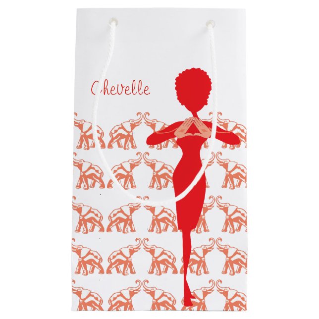 Petit Sac Cadeau Illustration Girly d'éléphant rouge (Devant)