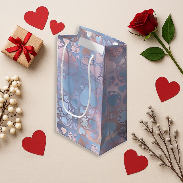 Petit Sac Cadeau Impression brillante à motif de cœur bleu rose pas (Créateur téléchargé)