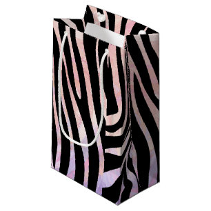 Petit Sac Cadeau Impression noire et rose Zebra