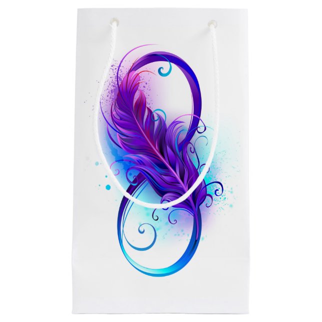 Petit Sac Cadeau Infinity with purple feather (Devant)