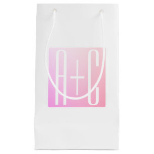 Petit Sac Cadeau Initiales de couple Gradation rose subtile