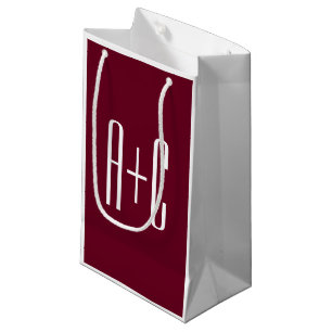 Petit Sac Cadeau Initiales de couples simples Blanc et bordeaux