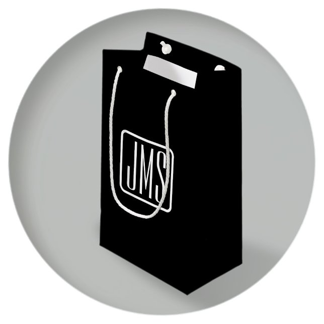 Petit Sac Cadeau Initiales monogrammes modernes | Noir & Blanc (Créateur téléchargé)