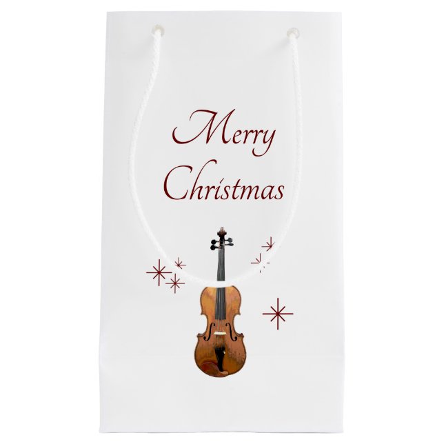 Petit Sac Cadeau Instrument de musique Violon de Noël Snowflakes (Devant)