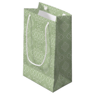 PETIT SAC CADEAU INTRIQUER LES MOTIFS VERTS PASTEL