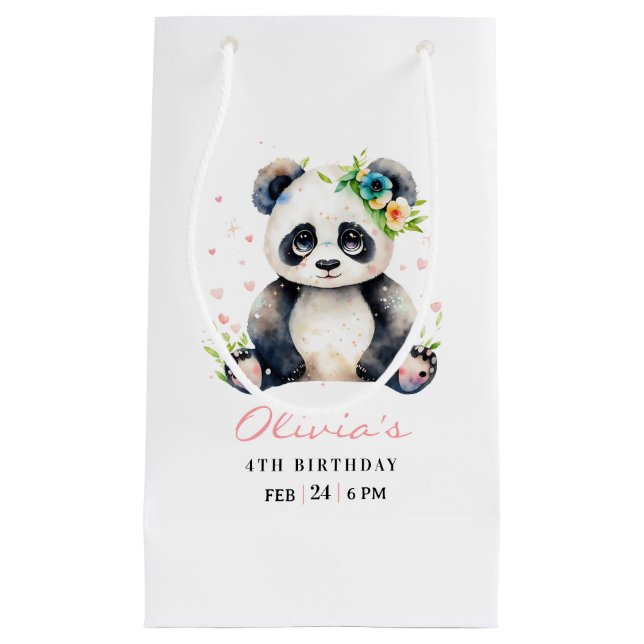 Petit Sac Cadeau Invitation d'anniversaire de Panda, Invitation d'a (Devant)
