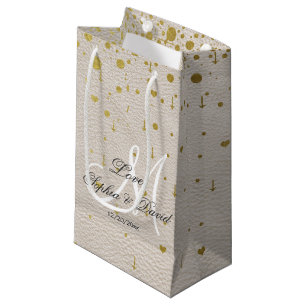 Petit Sac Cadeau Invitations pour mariages   Monogramme Gold Confet