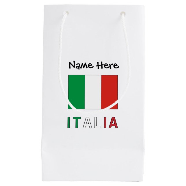 Petit Sac Cadeau Italia e Bandiera Italiana con il Tuo Nome (Devant)