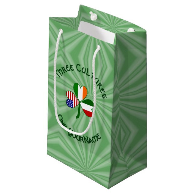 Petit Sac Cadeau Italien irlandais Shamrock américain personnalisé (Devant Angle)