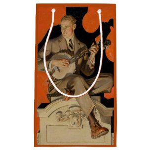 Petit Sac Cadeau J.C. Leyendecker Joueur de banjo 1920 Art déco Art