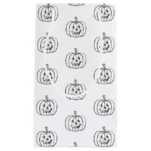 Petit Sac Cadeau Jack-o'-lantern Halloween noir blanc faveurs