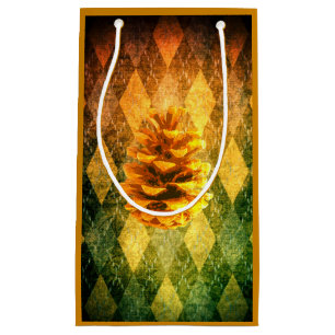 Petit Sac Cadeau Jacquard classique et pinecone