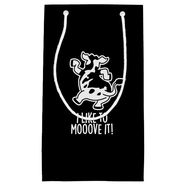 Petit Sac Cadeau J'Aime Le Déplacer Funny Cow Pun Dark BG (Devant)