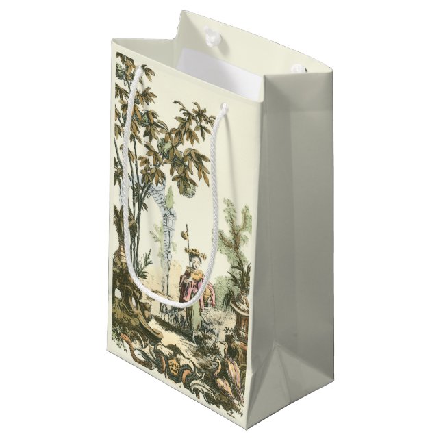 Petit Sac Cadeau Jardin asiatique avec femme et animaux (Devant Angle)