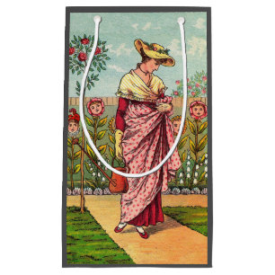 Petit Sac Cadeau Jardin Fleurir Femme Art Antique