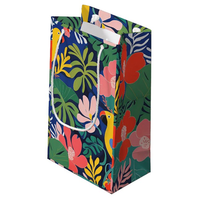 Petit Sac Cadeau Jardin Tropical Art Moderne Expressionniste (Dos Angle)