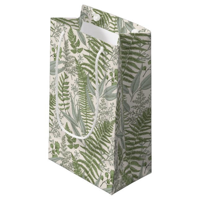 Petit Sac Cadeau Jardin vert fleuri (Devant Angle)