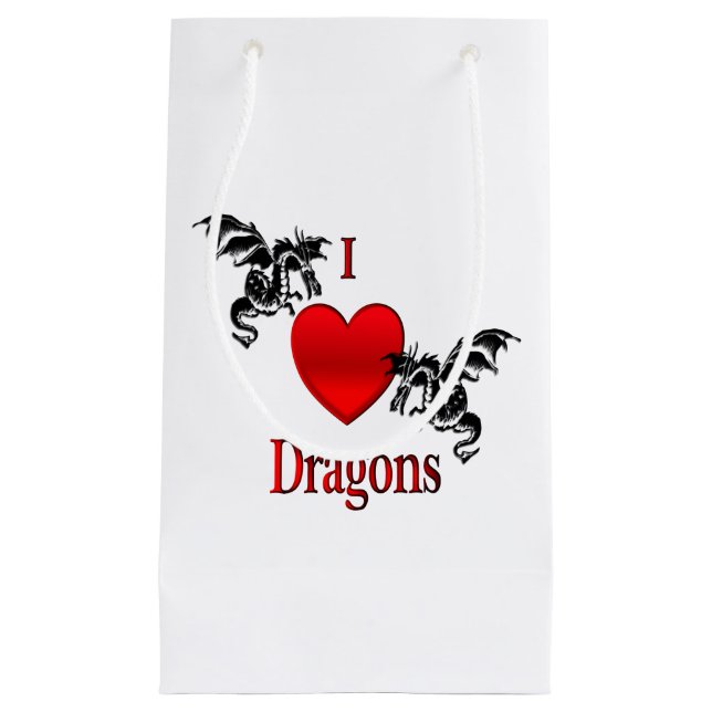Petit Sac Cadeau Je Coeur Dragons (Devant)