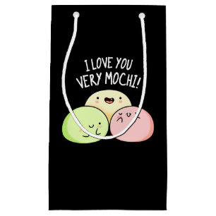 Petit Sac Cadeau Je T'Aime Très Mochi Funny Food Pun Dark BG